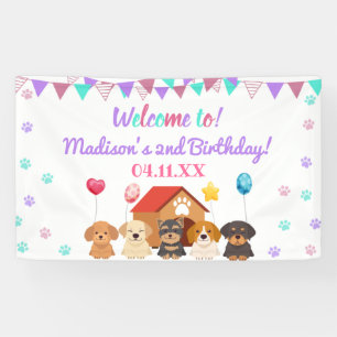 Ballon Puppies Meisje Paw-ty Groen Punt Verjaardag Spandoek