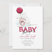 Ballon Rabbit Baby shower Invitation Aankondiging (Voorkant)