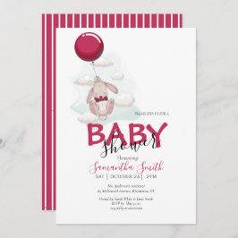 Ballon Rabbit Baby shower Invitation Aankondiging