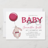 Ballon Rabbit Baby shower Invitation Aankondiging (Voorkant)