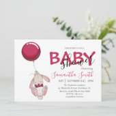 Ballon Rabbit Baby shower Invitation Aankondiging (Staand voorkant)