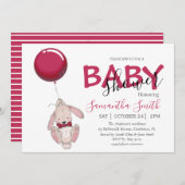Ballon Rabbit Baby shower Invitation Aankondiging (Voorkant / Achterkant)