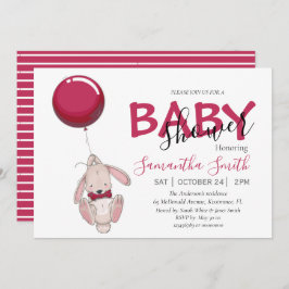 Ballon Rabbit Baby shower Invitation Aankondiging