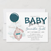Ballon Rabbit Baby shower Invitation Aankondiging (Voorkant)
