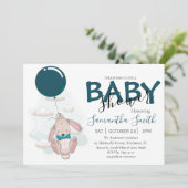 Ballon Rabbit Baby shower Invitation Aankondiging (Staand voorkant)