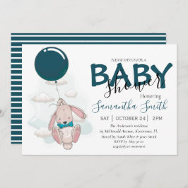 Ballon Rabbit Baby shower Invitation Aankondiging