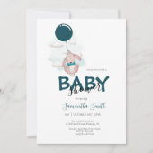 Ballon Rabbit Baby shower Invitation Aankondiging (Voorkant)