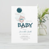 Ballon Rabbit Baby shower Invitation Aankondiging (Staand voorkant)