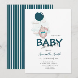 Ballon Rabbit Baby shower Invitation Aankondiging