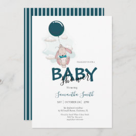 Ballon Rabbit Baby shower Invitation Aankondiging