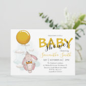 Ballon Rabbit Baby shower Invitation Aankondiging (Staand voorkant)