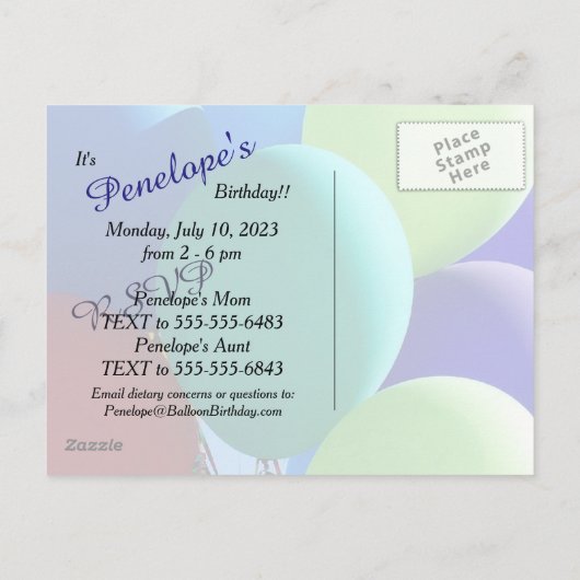 Ballon Rainbow Birthday Bewaar de datum Aankondigingskaart (Achterkant)