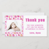 Ballon Roze Meisje Kinder Foto Verjaardag Bedankkaart (Voorkant)