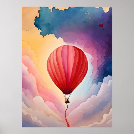 ballon schilderen hete lucht kleurrijke cloud wate poster (Voorkant)