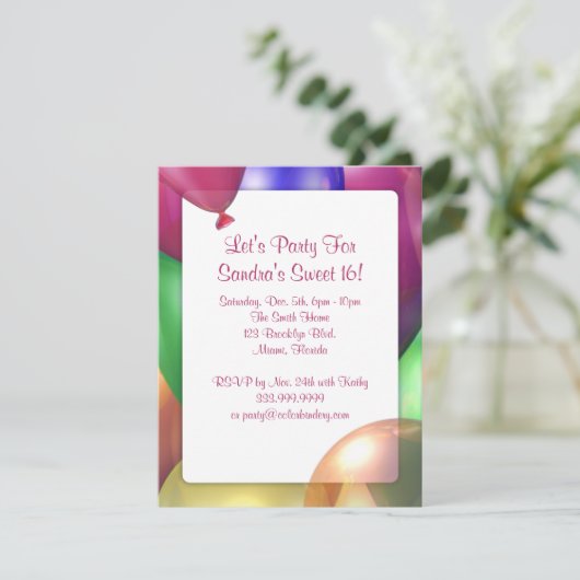 Ballon Shine 4,25 x 5,5-inch uitnodiging (Staand voorkant)