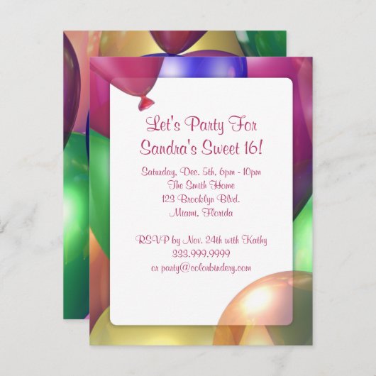 Ballon Shine 4,25 x 5,5-inch uitnodiging (Voorkant / Achterkant)