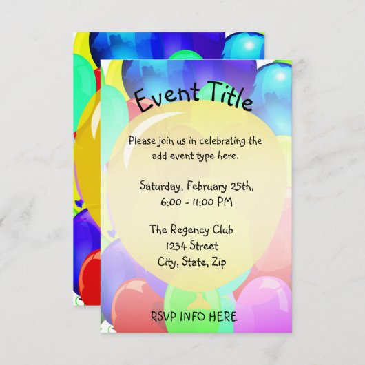 ballon-Sjabloon Kaart (Voorkant / Achterkant)