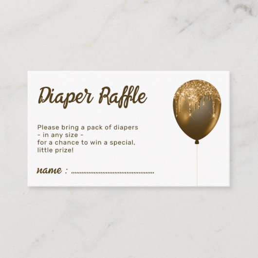Ballon Sparkle Bronze Party Glitz Diaper Raffles Informatiekaartje (Voorkant)