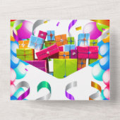 Ballon stroomlijnt kinderen verjaardagsfeest all in one uitnodiging (Achterkant)