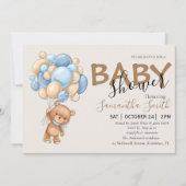 Ballon Teddy Bear Brown Baby Shower-uitvindingen Aankondiging (Voorkant)