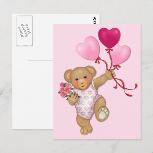 Ballon Teddy Briefkaart (Voorkant / Achterkant)