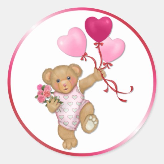Ballon Teddy Ronde Sticker (Voorkant)