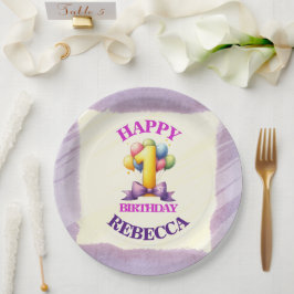 Ballon Thema 1e Verjaardag Papieren Bordje