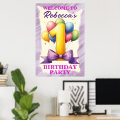 Ballon Thema 1e Verjaardag Poster (Thuiskantoor)