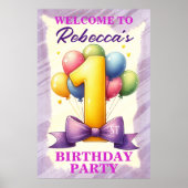 Ballon Thema 1e Verjaardag Poster (Voorkant)