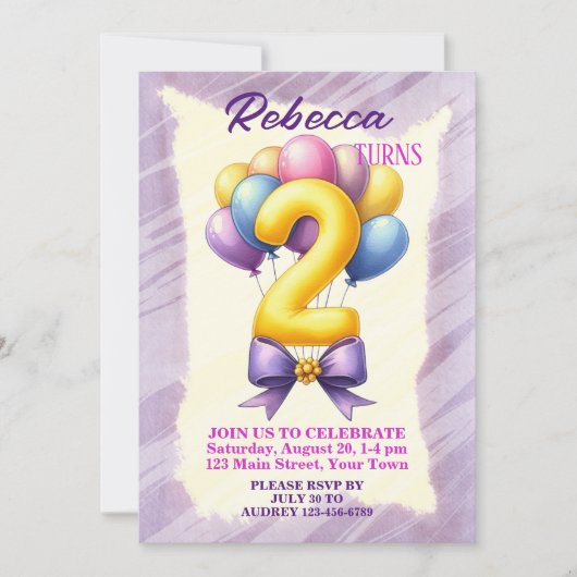 Ballon Thema 2e Verjaardag Kaart (Voorkant)