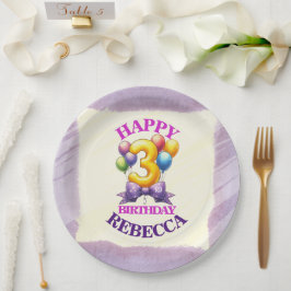 Ballon Thema 3e Verjaardag Papieren Bordje