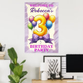 Ballon Thema 3e Verjaardag Poster (Thuiskantoor)