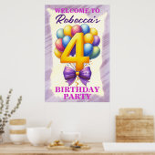 Ballon Thema 4e Verjaardag Poster (Keuken)