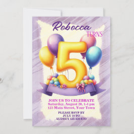 Ballon Thema 5e Verjaardag Kaart