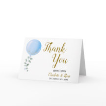 Ballon thema Baby shower gevouwen dank u kaart