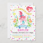 Ballon Troll Girl Flowers First Birthday Kaart (Voorkant)