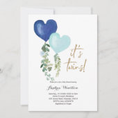 Ballon Twin Boy Baby shower Invitation Kaart (Voorkant)