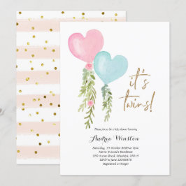 Ballon Twin Boy Girl Baby shower Kaart