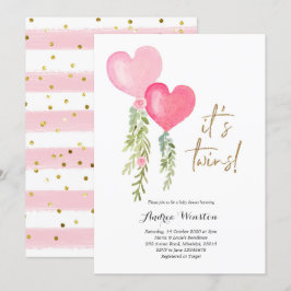 Ballon Twin Girl Baby shower Kaart