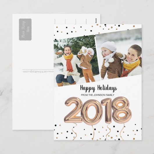 ballon van 2018 | BRIEFKAARTEN | Nieuw jaar (Voorkant / Achterkant)