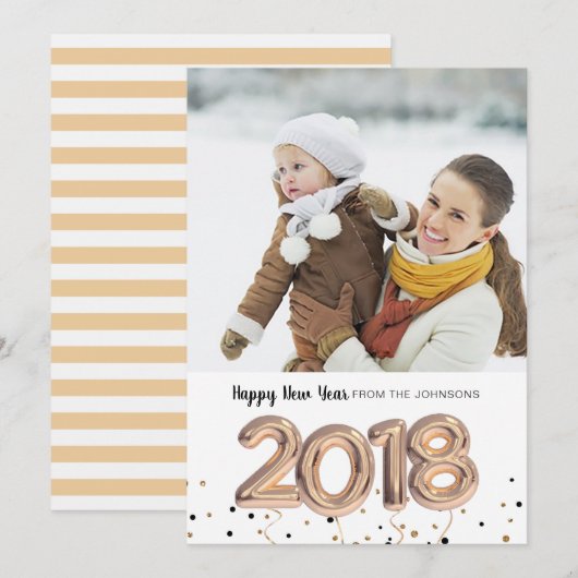 ballon van 2018 | Vakantie gelukkig nieuwjaar | Fo Feestdagenkaart (Voorkant / Achterkant)