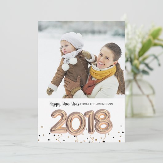 ballon van 2018 | Vakantie gelukkig nieuwjaar | Fo Feestdagenkaart (Staand voorkant)