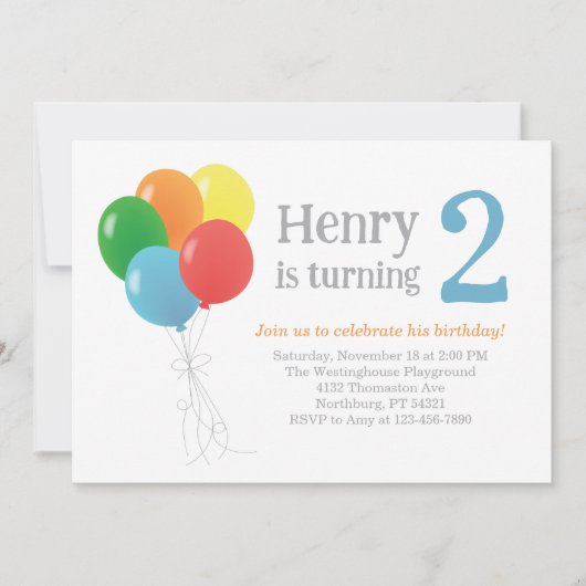 Ballon Verjaardag uitnodiging voor Classic Party (Voorkant)