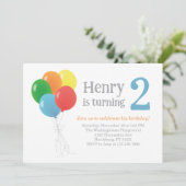 Ballon Verjaardag uitnodiging voor Classic Party (Staand voorkant)