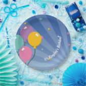 Ballon Verjaardagsfeestje Donkerblauw Papieren Bordje (Feest)