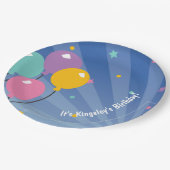 Ballon Verjaardagsfeestje Donkerblauw Papieren Bordje (Gekanteld)