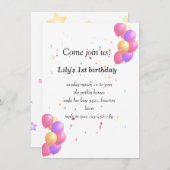 Ballon verjaardagsuitnodigingskaart voor leuke bab kaart (Voorkant / Achterkant)