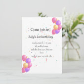 Ballon verjaardagsuitnodigingskaart voor leuke bab kaart (Staand voorkant)