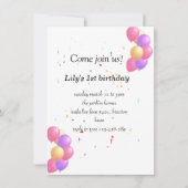 Ballon verjaardagsuitnodigingskaart voor leuke bab kaart (Voorkant)