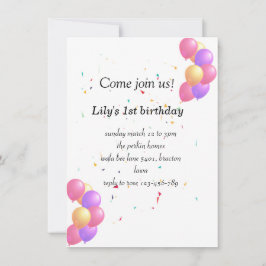 Ballon verjaardagsuitnodigingskaart voor leuke bab kaart